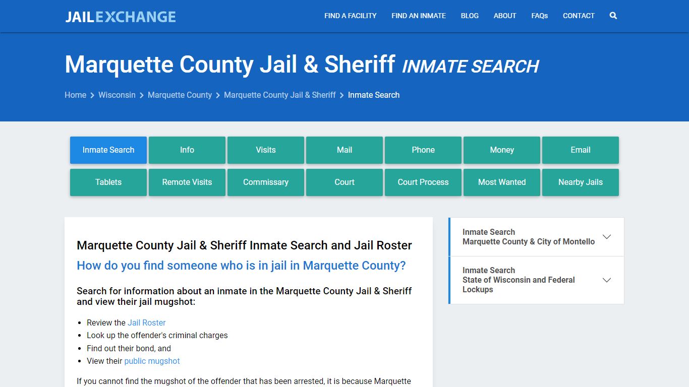 Marquette County Jail & Sheriff Inmate Search - Jail Exchange
